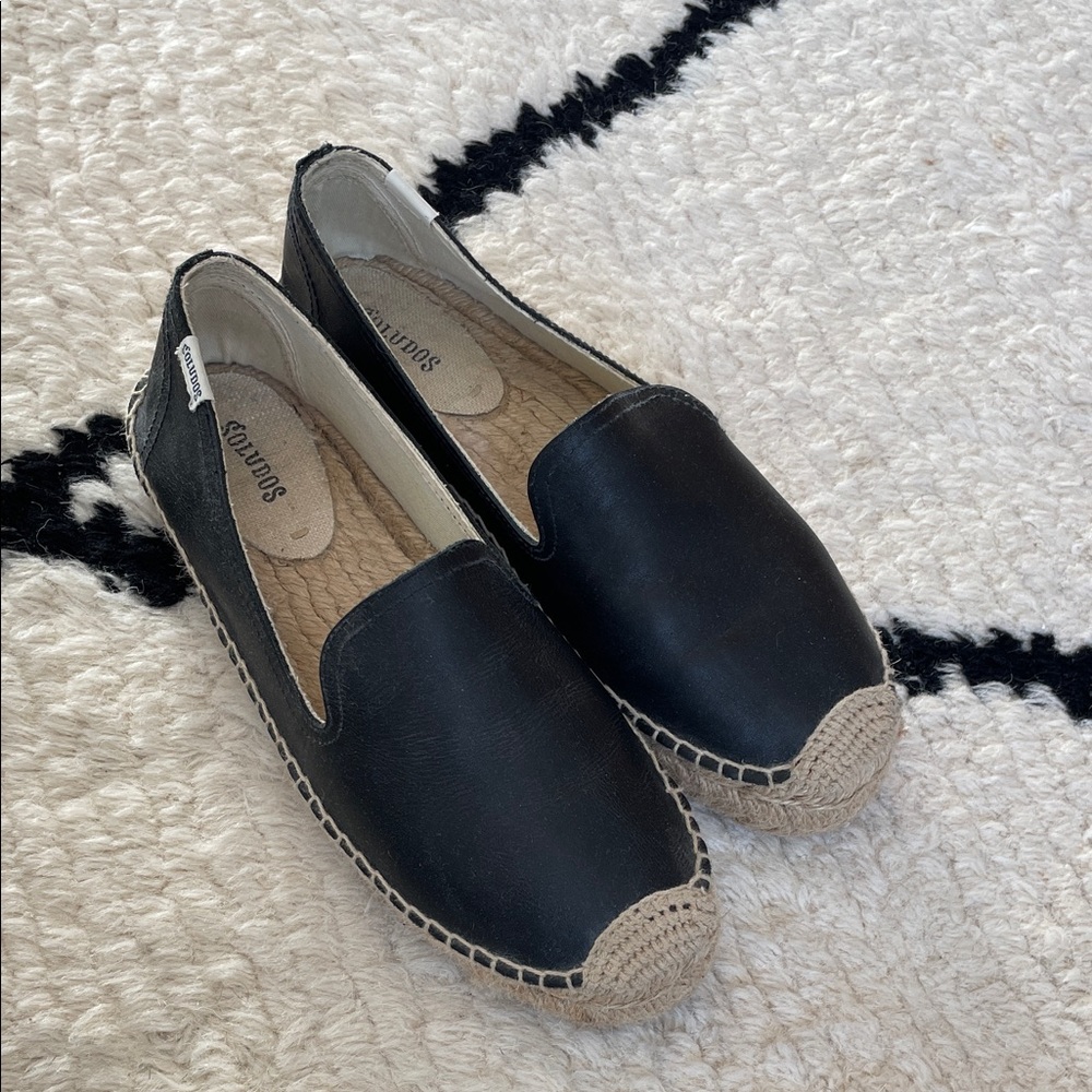 Soludos Black leather espadrilles 8.5